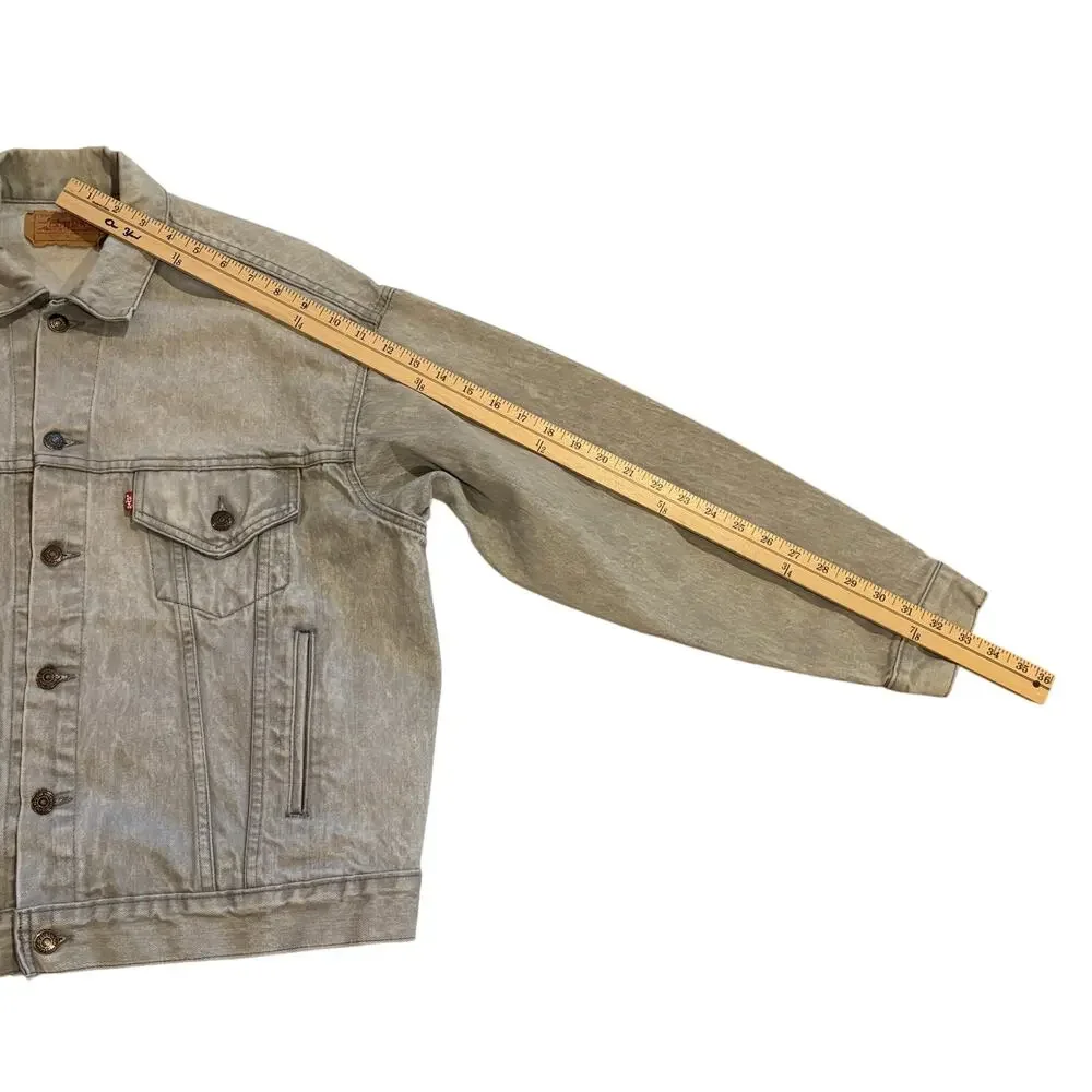 Vintage Levis Denim Trucker Jacket Mens Large Gray Acid Washed Grunge USA *READ*